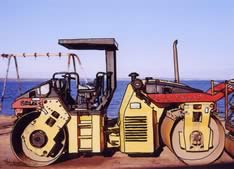 roller construction truck at work